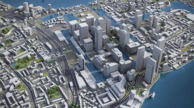 Londra - Canary Wharf - 3D model hava görüntüleme