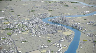 Şangay - Suzhou - 3D model hava görüntüleme