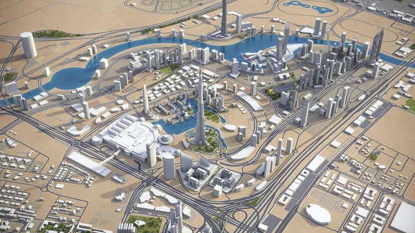 Dubai İş Bölgesi - 3D model hava görüntüleme