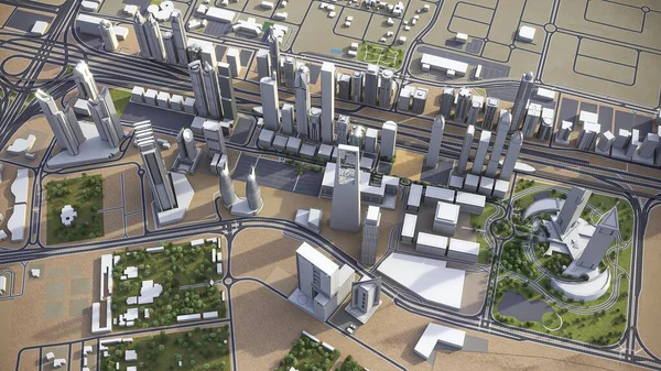 Dubai Business District Модель Повітряного Рендерингу — стокове фото