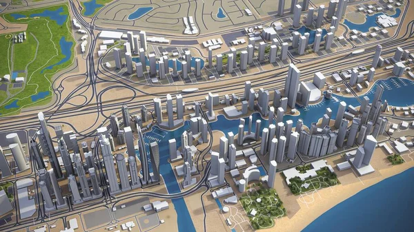 Dubai Marina Model Aerial Rendering — Stock Photo, Image