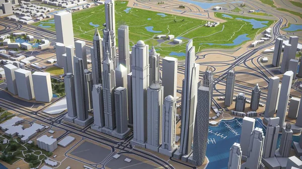 Dubai Marina Modell Légi Renderelés — Stock Fotó