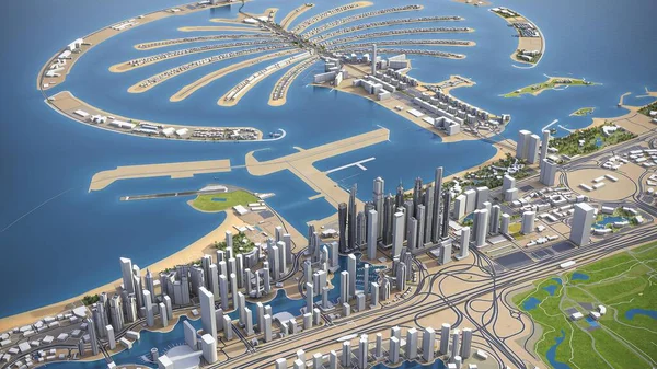 Dubai Marina Model Aerial Rendering — Stock Photo, Image