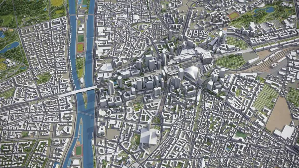 Greater Paris Renderowanie Lotnicze Modelu — Zdjęcie stockowe