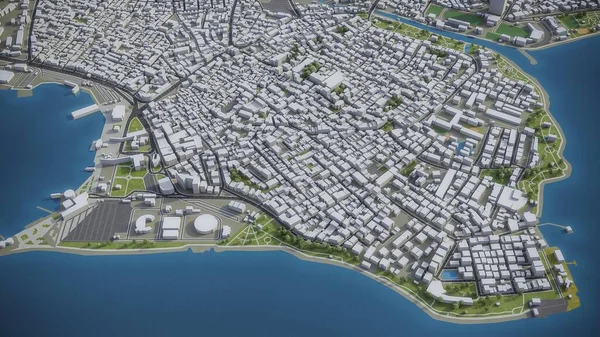伊斯坦布尔 3D模型空中渲染 — 图库照片