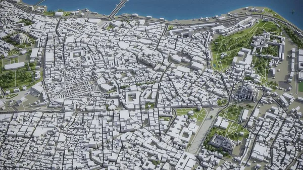 伊斯坦布尔 3D模型空中渲染 — 图库照片