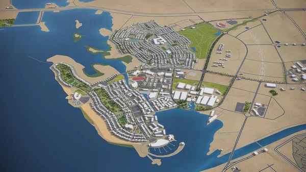 Jeddah Economic City Model Aerial Rendering — Stock Photo, Image