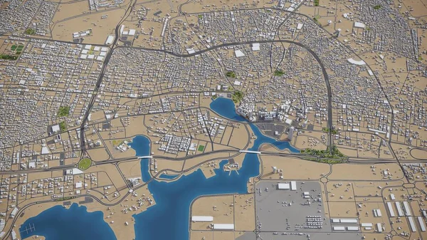 Jeddah Model Aerial Rendering — Stock Photo, Image