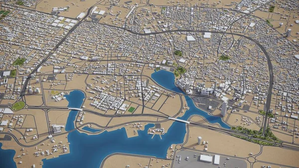 Jeddah Model Aerial Rendering — Stock Photo, Image