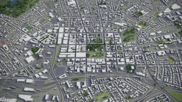 新的港口 3D模型空中渲染 — 图库照片