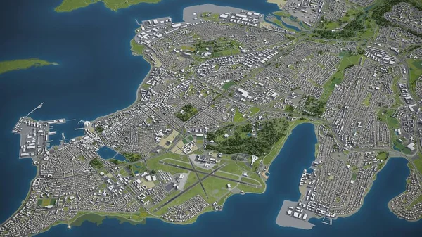 Reykjavik Model Aerial Rendering — Stock Photo, Image