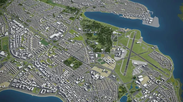 Reykjavik Model Aerial Rendering — Stock Photo, Image