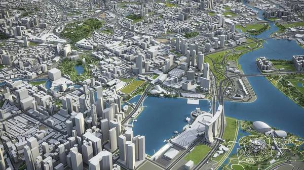 Singapur - 3B model hava görüntüleme