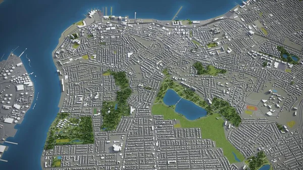 Staten Island Model Rendering Udara — Stok Foto