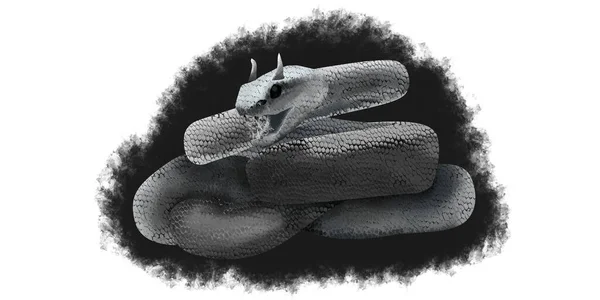 Hand Drawn Tattoo Horned Viper Snake Amidst Gloom — 图库照片