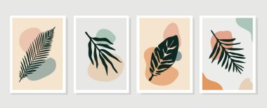 Botanik duvar sanat vektörü ayarlandı. Desen, logo, poster, davetiye, tebrik kartı tasarımı