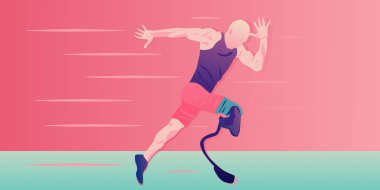 Faceless Disabled sprinter man running 