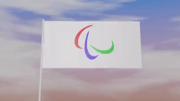 Σημαία Παραολυμπιακών Που Κυματίζει Στον Άνεμο — Αρχείο Βίντεο