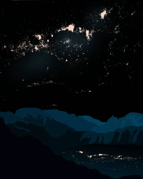 Векторное Изображение Ночного Неба Горах — стоковый вектор