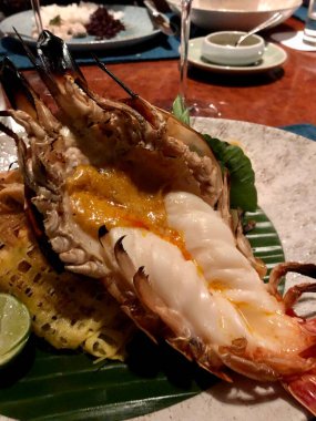 Delicious fresh cooked and grilled whole Lobster