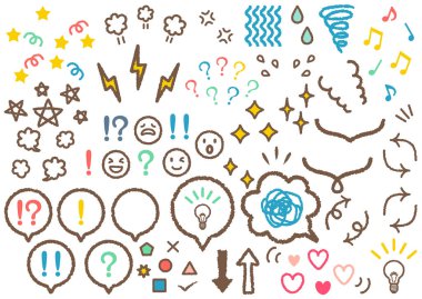 Konuşma baloncukları ve sembollerinin renk çizimleri