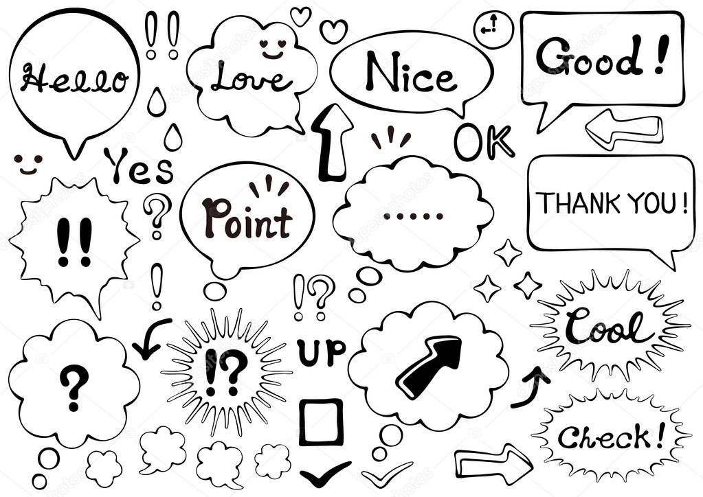 Simple illustration of black and white speech bubbles.