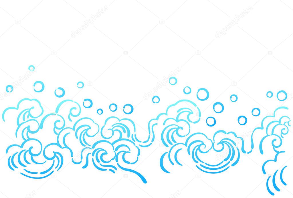 Illustration of a traditional pattern of waves splashing in the water