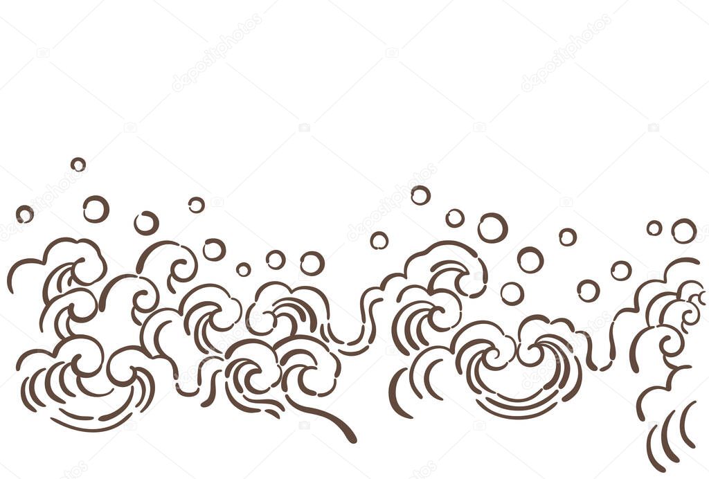 Postcard template of a splashing dark brown wave pattern illustration