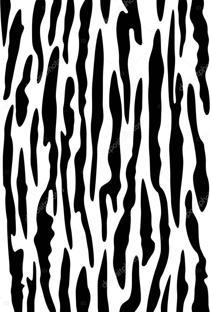 Vertical postcard template with a black and white tiger pattern