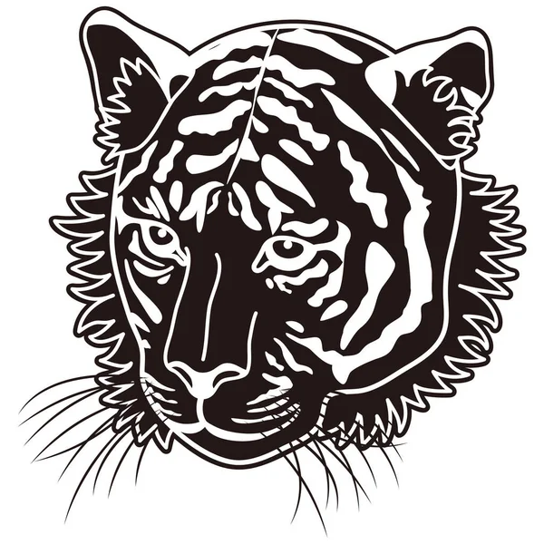 Illustration Des Gesichts Eines Tigers Das Diagonal Zugewandt Ist — Stockfoto