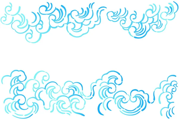 Szablon Pocztówki Poziomym Wzorem Fali Oceanicznej Japoński Tradycyjny Wzór Falistej — Zdjęcie stockowe