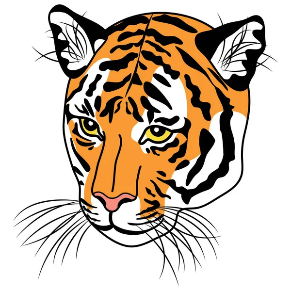 Farbige Illustration Des Gesichts Eines Tigers Das Diagonal Zugewandt Ist — Stockfoto