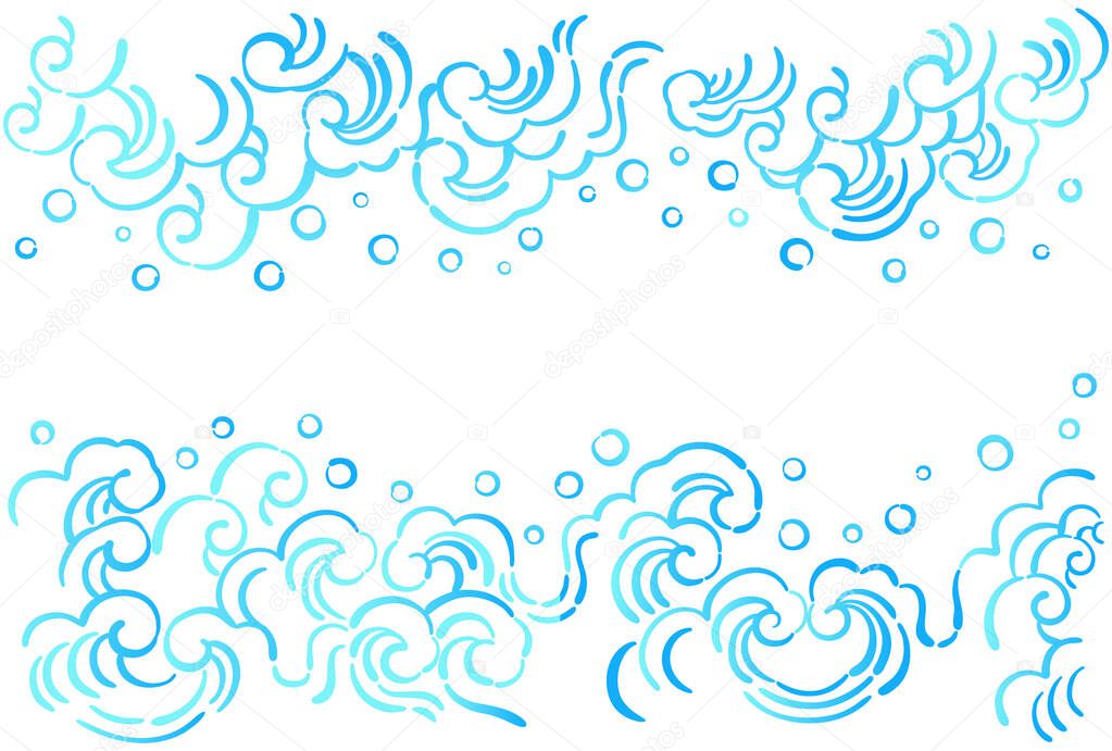 Postcard template with splashing wave pattern.    Japanese traditional wavy postcard template. There is a margin to make it easier to insert characters. 