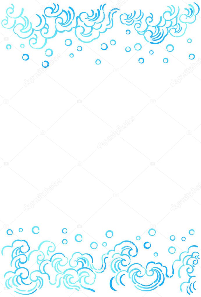 Vertical design postcard template with splashing wave pattern.     Japanese traditional wavy postcard template. There is a margin to make it easier to insert characters. 