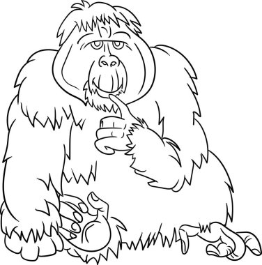 Çocuk için Boyama Kitabı - Hayvan Serisi Orangutan