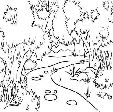 Çocuk için Boyama Kitabı - Arkaplan Ağacı Sonbaharı