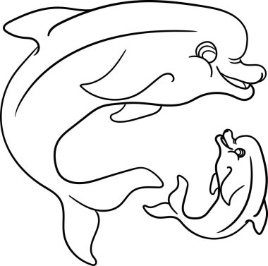 Çocuk için Renklendirme Kitabı - Hayvan Serisi Yunusu