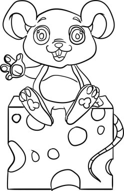 Çocuklar için Boyama Kitabı - Hayvanlar Serisi Fare Sever Peyniri