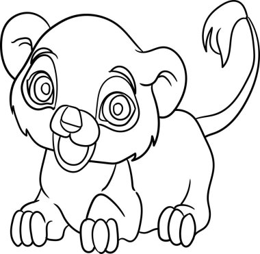 Çocuklar için Boyama Kitabı - Hayvan Serisi Aslan Çizgi Filmi Mutlu Üzgün