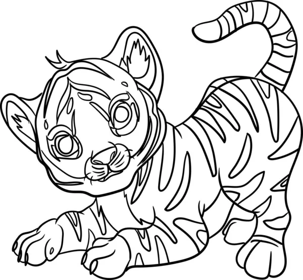 Kleurboek Voor Kinderen Animal Series Tiger Tekenfilm Happy Sad — Stockfoto