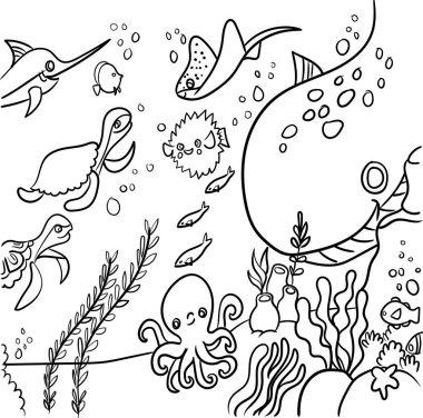 Çocuklar için Renklendirme Kitabı - Sualtı Dünya Serisi 