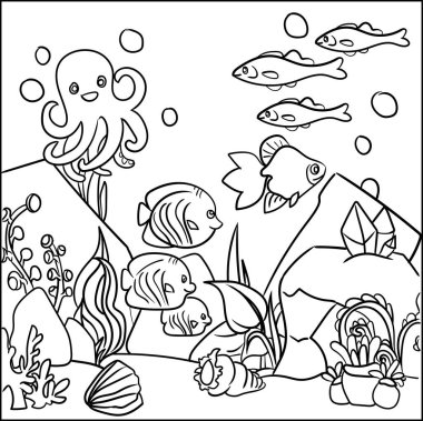 Çocuklar için Renklendirme Kitabı - Sualtı Dünya Serisi 