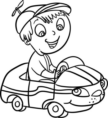 Tatil aktiviteleri serisi. Çocuklar için Boyama Kitabı. Minik arabaya biniyorum.