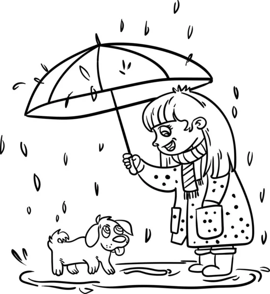 Rüzgarlı Yağmurlu Hava Serisi Çocuklar Için Boyama Kitabı Çocuk Yağmurlu — Stok fotoğraf