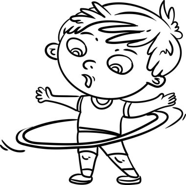 Çocuklar için boyama kitapları. Küçük çocuk okulda hola basketbol antrenmanı yapıyor.