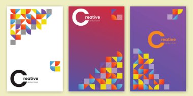 Kapak, el ilanı veya afiş için geometrik soyut arkaplan. Renkli şekiller.