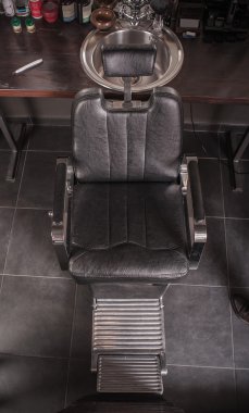 Bir saç kesimi için sandalyenin Üstten Görünüm