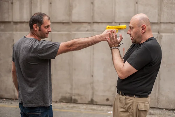 Self defense techniques against a gun — Stock Photo, Image