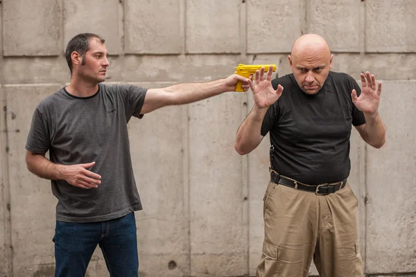 Self defense techniques against a gun — Stock Photo, Image