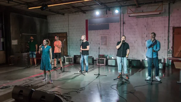 Repetitie Het Theater Acteurs Die Zich Voorbereiden Een Rol Tijdens — Stockfoto